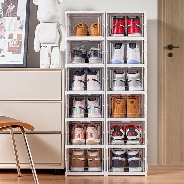 Customized installation-free shoes, moisture-proof and dust-proof shoe racks, shoe cabinets, folded and pulled, storage box, plastic shoe box thickened