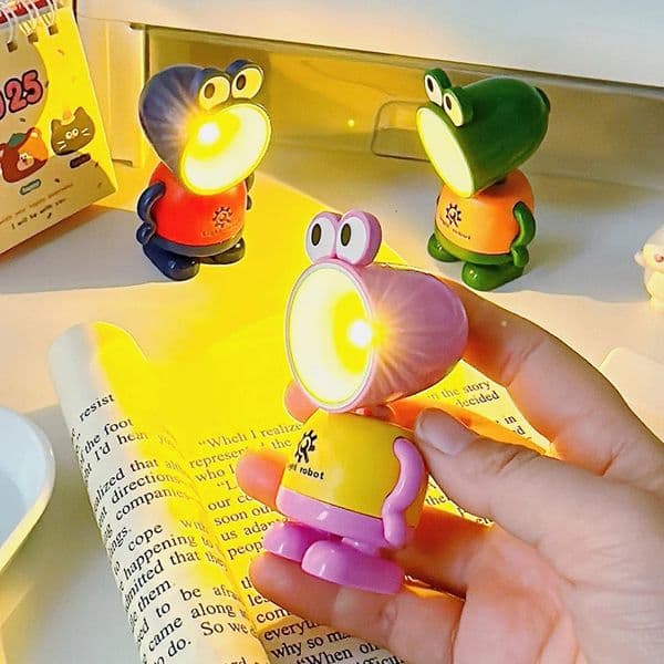 LED Mini Night Light Cute Frog Foldable Desk Lamps Desktop Ornament Book Kids Room Bedside Bedroom Decor Holiday Gifts 251104