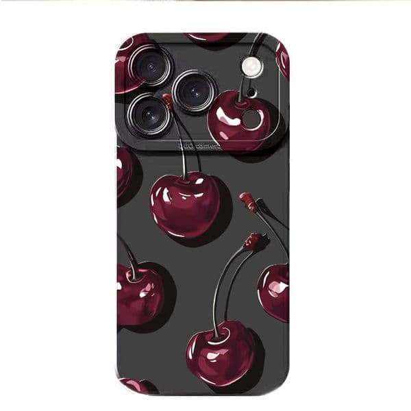 3D Cherry Phone Case for iPhone 17 Pro Max 16 Pro 15 14 13 Luxury Designer Ultra Slim Case with Excellent Grip Shockproof Protection Colorful Cover for Women