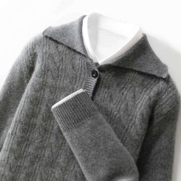 Fashion 100% Merino Wool Turn-Down Collar Long Sleeves Knit Sweater Pullover Cashmere Men Warm Soft Comfortable Clothing Top Mdng251104