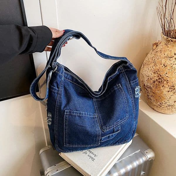 Casual Versatile Womens Denim Shoulder Bags Large Capacity Ladies Crossbody Bag Pocket Dsign Female Handbags Tote 251104