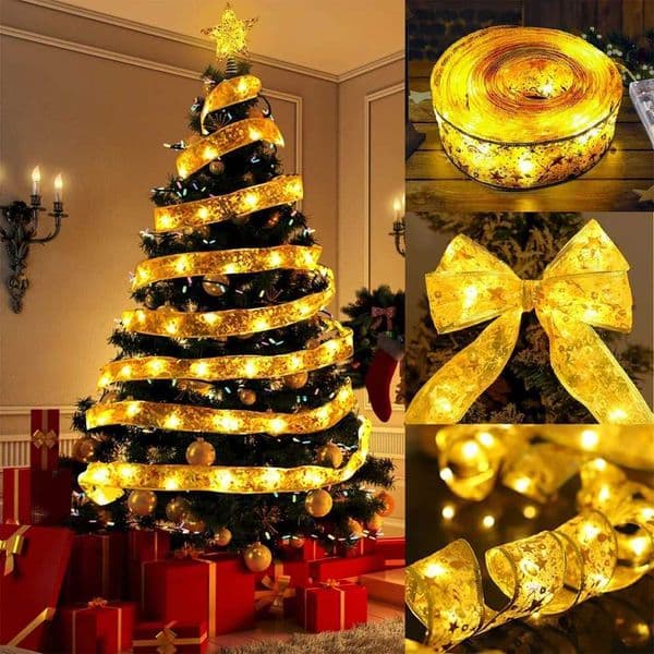 345M 2024 AA Battery Christmas Ribbon Fairy Light String Merry Christmas Decorations For Home Xmas Holiday Gifts New Year 2025 Z251101