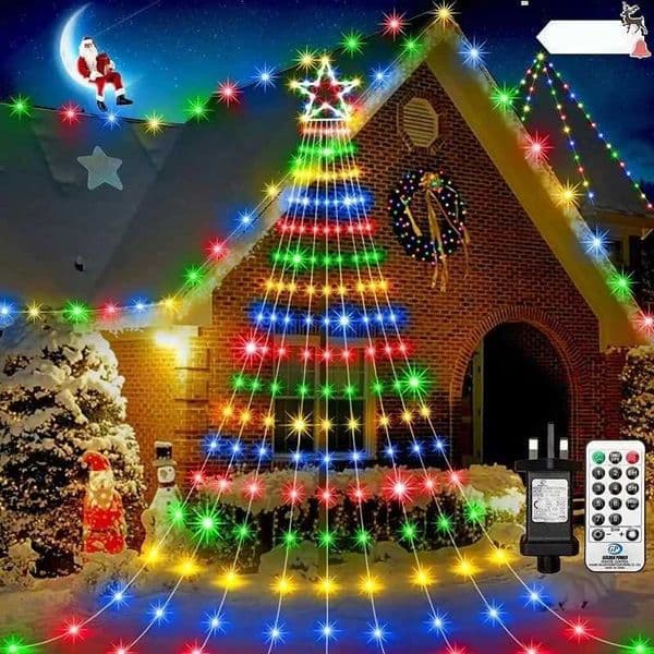 Outdoor garden decorative lights Christmas star lights tree top lights star waterfall lights Z251101