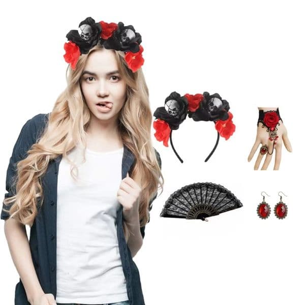 Traditional Mexican Holiday Outfit - Includes Festive Decorations Ideal for Carnivals & Costumes