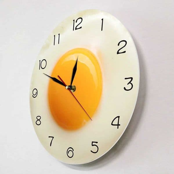 Versatile Fried Egg Poached Egg Wall Clock Egg Yolk Clock Digital Pointer Clock Canteen Restaurant Creative Acrylic Wall Clock C251104