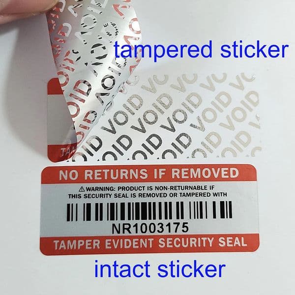 100pcs 50x20mm NO RETURNS IF REMOVED Tamper Evident Security Seal VOID Left Vinyl Package Protection Label Sticker Waterproof 250402BJ