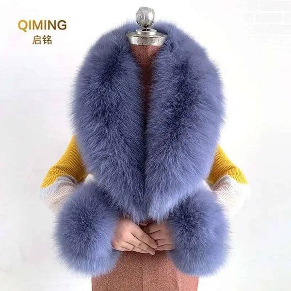 Real Fox Fur Collar Cuffs Set For Women Men Winter Neck Warmer Furry Scarf Fluffy Pelt Shawl Coat Overcoat Fashion Accessory 251103