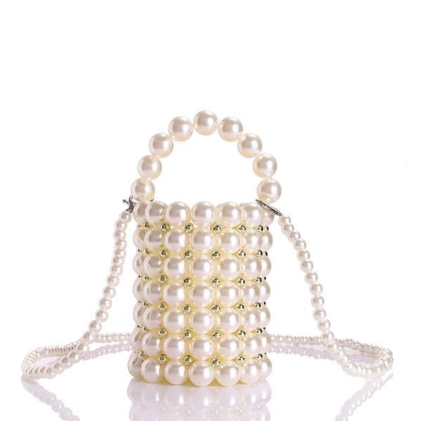 Elegant Womens Handbag with Detachable Pearl Chain Shoulder Strap Handmade Bucket Bag for Dinner Party Evening Gown 251104