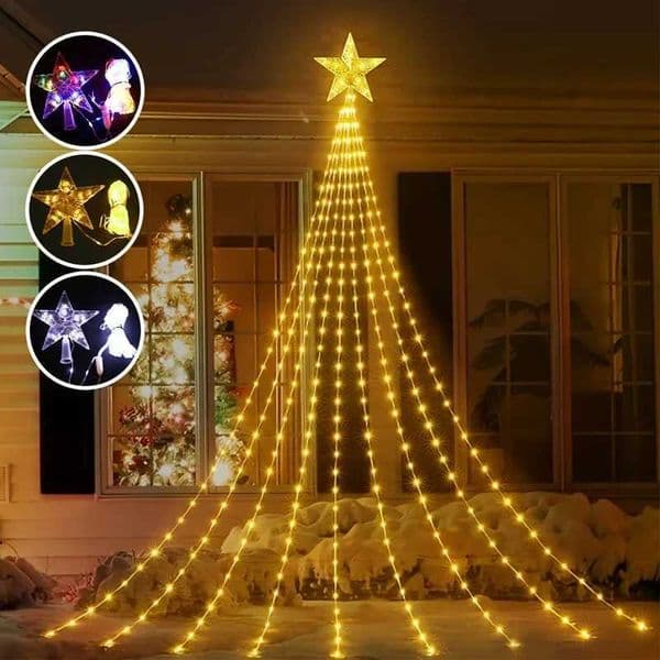 Christmas Tree Waterfall Lights Fairy String Lights Garland Christmas Decorations for Home 2024 Ornaments Navidad Natal New Year Z251101