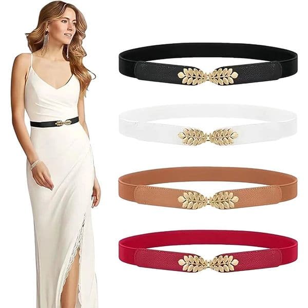 1PC Versatile Dress Apparel DIY Accessories Fashion Women PU Black White Waist Band Thin Elastic Waist Belt 251031