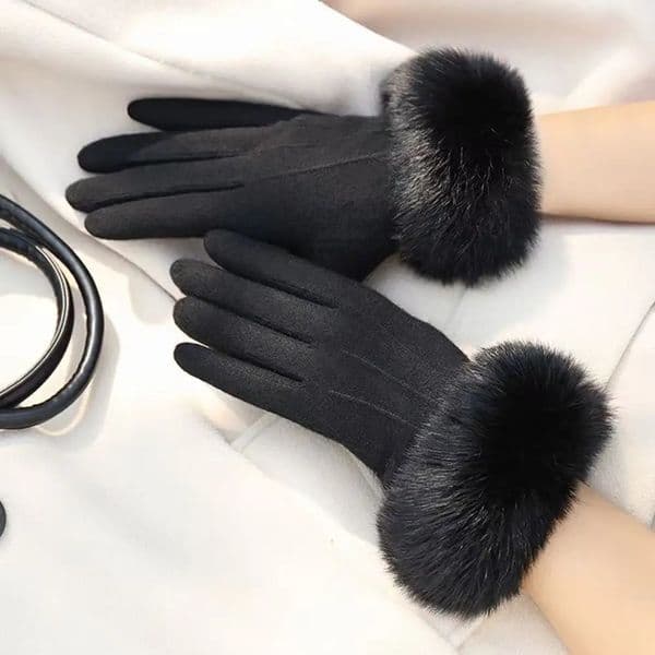 Fashion Women Gloves A Autumn Winter Furry Warm Mitts Full Finger Mittens Women Outdoor Sport Female Gloves Touch Screen 251103