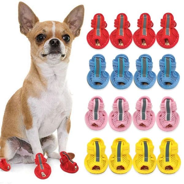 Summer Dog Shoes For Small Dogs Non-slip Breathable Reflective Sandals Pet Socks Sneakers Puppy Chihuahua Yorkie Outdoor Boots 250402