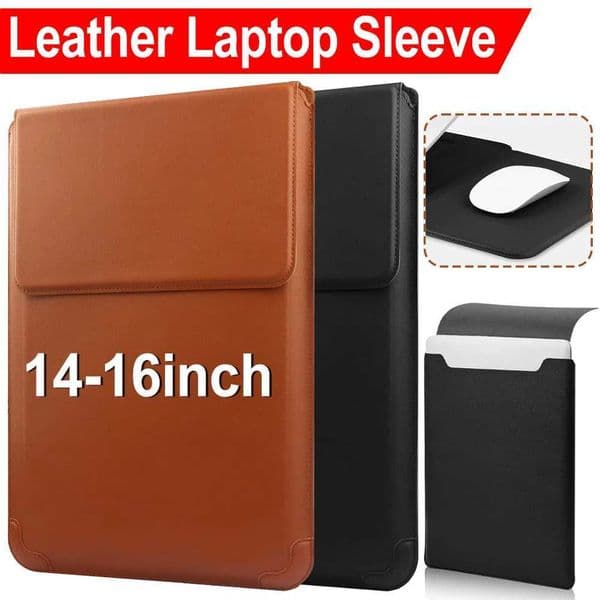 14/16 Inch Laptop Sleeve Case PU Leather Bag for MacBook Air 15 2023-2025/MacBook Pro 16 Waterproof Anti-scratch Portable Cases Z251105