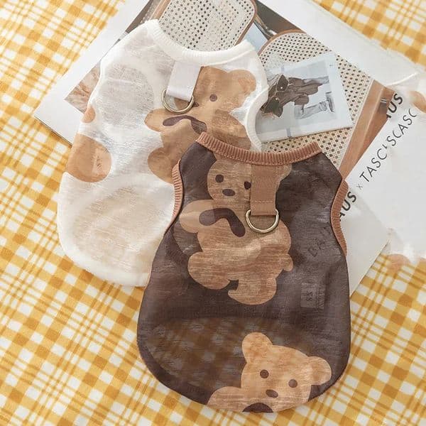 Dog Pet Sleeveless Mesh Bear Traction Vest Cat Breathable Thin Teddy Pet Dog Cooling Vest for Dogs Summer Clothes 250402BJ