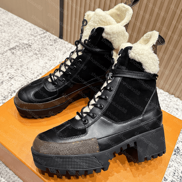 Designer Ski Boots Top Quality Lace-Up Ankle Boot Women Wool Snow Boots Laureate Platform Desert Boot