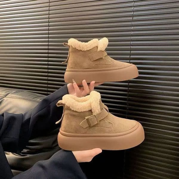 Fashion Snow Boots Womens Autumn and Winter Student Short Boots Large Cotton Shoes Fleece Thickened Medium Help 251104