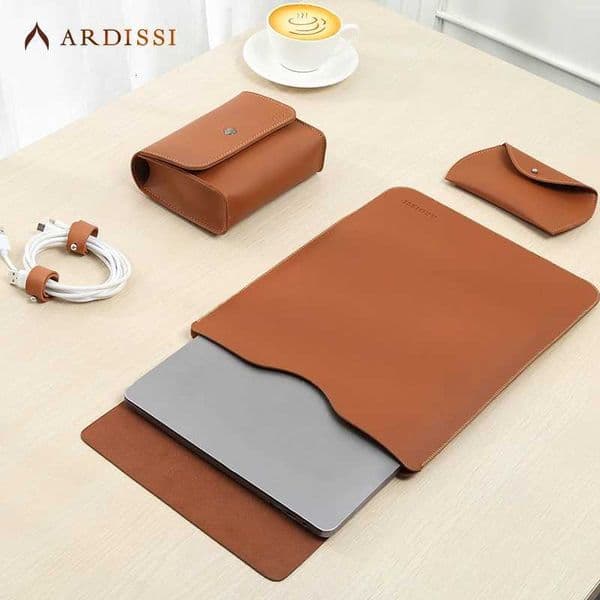 Laptop Sleeve Case Pouch for MacBook Mac Book iPad Air M1 M2 13 3 14 2 15 6 16 Pro 12 9 11 Inch Cover Bag Set Vegan Leather Z251105