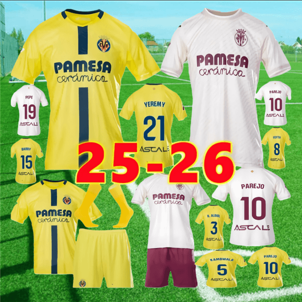 25 26 Villarreal CF soccer jerseys 05 06 Retro RIQUELME YEREMY AYOZE AKHOMACH PAREJO R.TERRATS CARDONA MORENO R.ALBIOL GUEYE 2025 2026 Villarreal Men