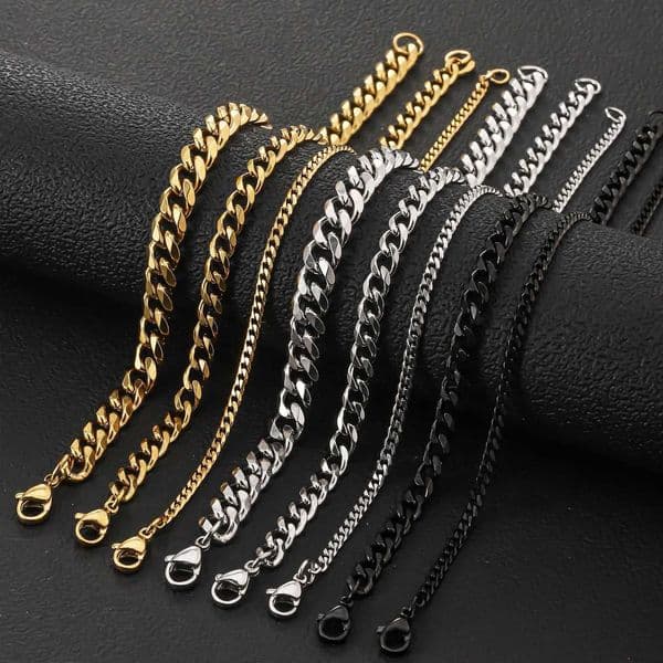 HNSP Stainless Steel Chain Cuban Link Necklace For Men Women Jewelry Punk Goth Neck Pendant Accessories Golen Black Silver ColorW251105