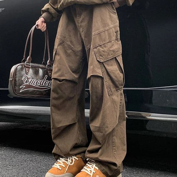 Spring Big Pocket Mens Cargo Pants Japanese Y2k Harajuku Loose Straight Wide Leg Trousers Baggy Pants Man Hip Hop Sweatpants 251104BJ