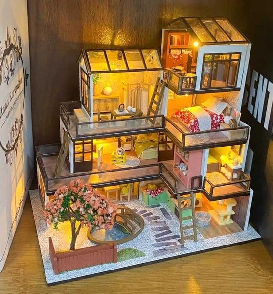 DIY Wooden Miniature Model Kit Mini Dream Town Casa Doll Houses 3D Puzzle Dollhouse With Furniture for Friends Birthday Gifts L251104