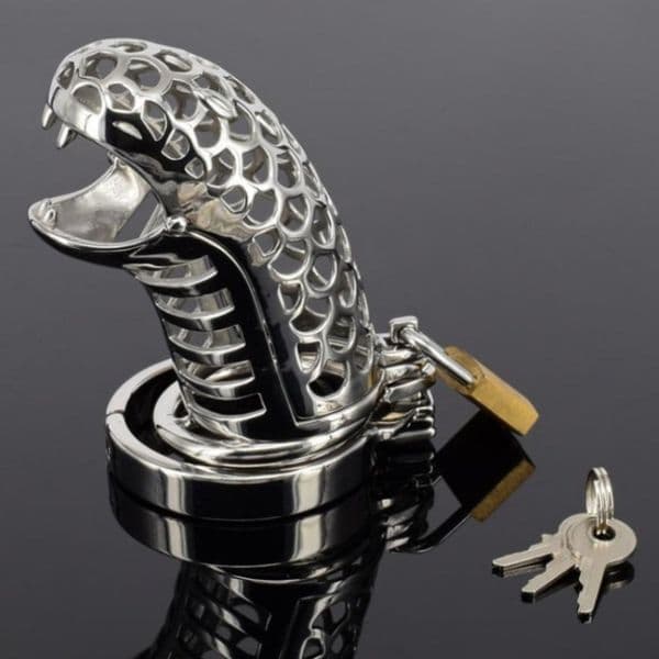 Chastity Devices New design snake shaped stainless steel male cage device men penis lock bondage cock cages sexual cbt devices133