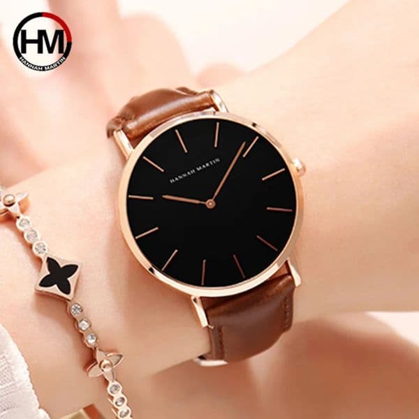 Hannah Martin Fashion Simple Japan Quartz Movement Watch Leather Strap Clock Women Analog Waterproof Wrist watch Reloj Mujer 251031