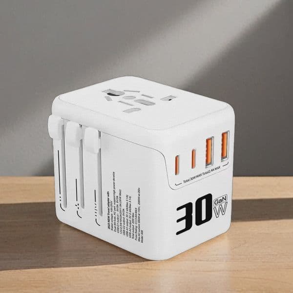 Universal Travel Adapter, International Power Adapter with 2 USB-A & 2 USB-C Ports Wall Charger - Worldwide Travel Essentials, European Travel Plug Adapter for UK/US/AU