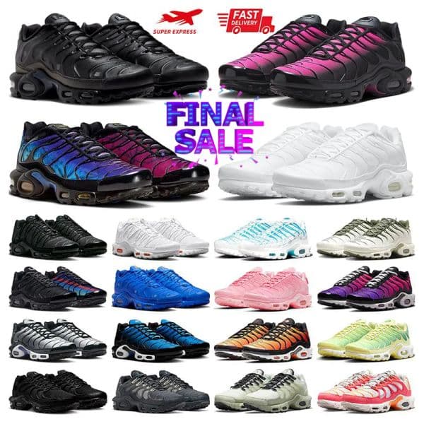 Tn Plus 3 Running Shoes Men Women Triple White Black Sky Blue Gradient Dusk Unity tns Plus Tennis Breathable Mens Trainers outdoor Sports Sneakers Size 36-46