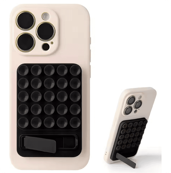 2 in 1 Silicone Suction Strong Adhesive Stand Phone Case for IPhone 17 16 15 14 13 Pro Max Plus Samsung S25 S24 Ultra Back Cover