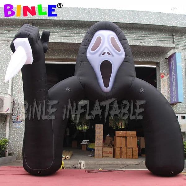 Advertising Inflatables holiday event giant black scary skull ghost arch inflatable archway halloween with air blower for yard party decoration 78784