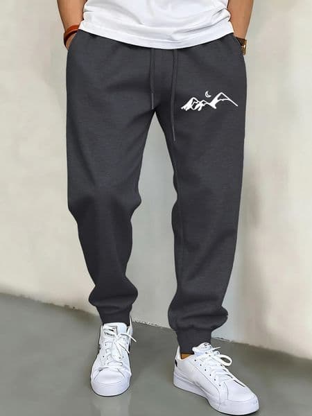 The Moon Quietly Climbs Up Printed Men Sportpants Versatile Comfortable Trousers Trendy Fleece Male Pant Retro Warm Sweatpants 251104BANJIA