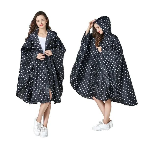 Womens fashionable waterproof raincoat colorful raincoat with hood and zipper outdoor hiking and camping cloak raincoat 250403BJ