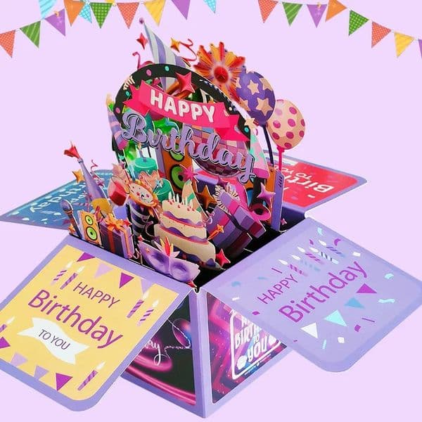 3D Pop up Happy Birthday Card Birthday Card Gift with Envelope Blessing Postcard Party Gift 250402