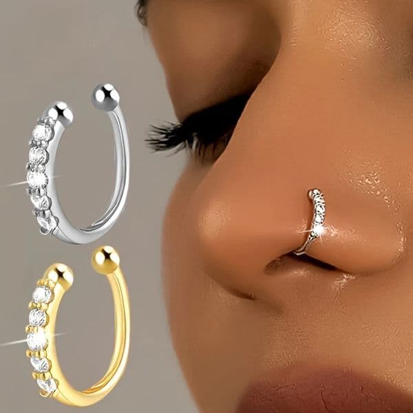 Fashion Copper Nose Rings for Women Hypoallergenic Cartilage Cuff Earrings Falso Piercing Jewelry 251106