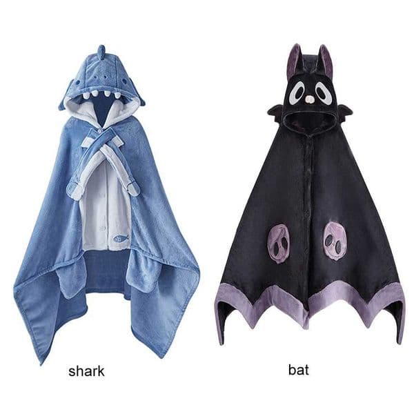 Cute Blanket Cloak Mtifunctional Air Conditioning Blanket Cape Type Coral Fleece for Adts Winter Wear H251106