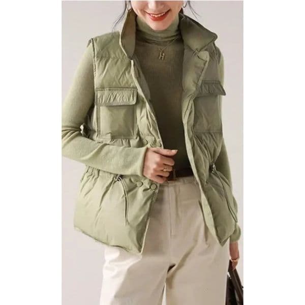 Light Women Short Vest Warm Waistcoat Female White Duck Down Jacket Coat Sleeveless Fashionable Outerwear Streetwear 251106