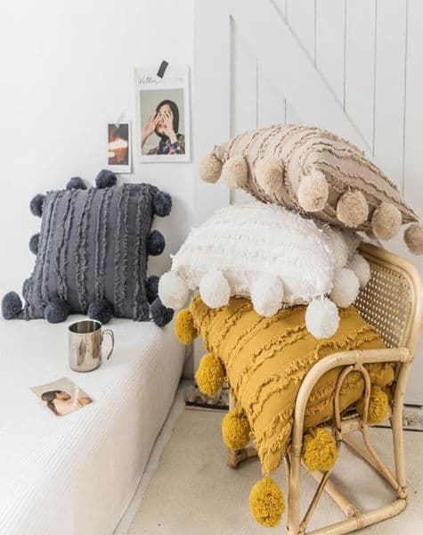 Seat Floral Tassels Pillow Cover With Pompom Yellow Grey White Decorative Cushion Covers Home Decor Throw PillowCase 45x45cm WLL321413542