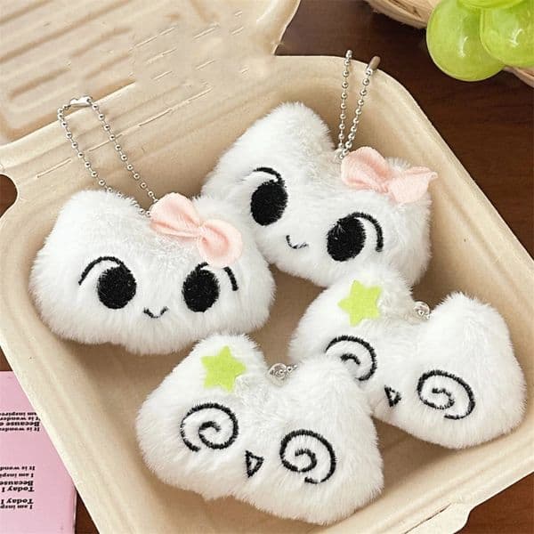 2Pcs Cute Plush Kitten Doll Pendant Girl Heart Backpack Pendant Super Cute Keychain Doll Accessories 251105