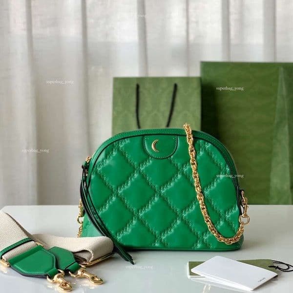 Classic Shell Small Designer Handbag High Quality Emed Epi Pochette Women Crossbody Shoulder Bag Evening Lady Clutch Chain Pack Green E1174
