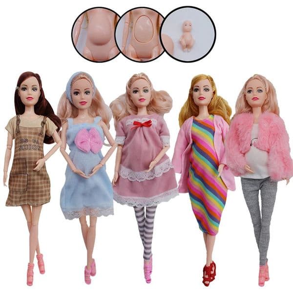 Educational Toy Pregnant Dolls for Children with Two Babies and Random Shoes Accessories Fashion Clothes Gift for Girl Games 251105BJ