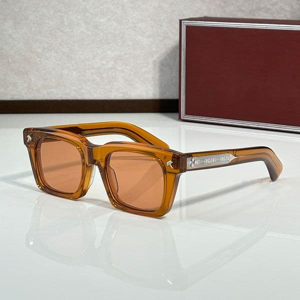 Designer Sunglasses Men JMMS Quentin Handcraft Shades Luxury Brand Crystal Acetate Brown Lenses Sunnies Trendy Street Shooting Vintage Leisure Vacation Glasses