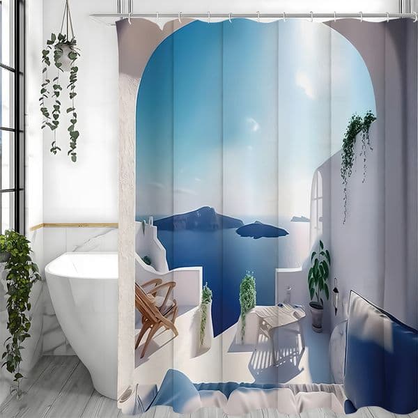 High-Quality Bathroom Waterproof Curtains for Ocean View Resorts Hotel Shower Curtains with Shower Mats