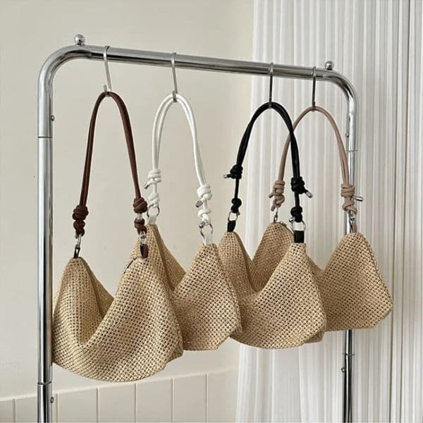 Women Handmade Braided Straw Bag Large Capacity Beach Shoulder Summer Rattan Woven Tote Boho Fashion Handbag 251106BANJIA