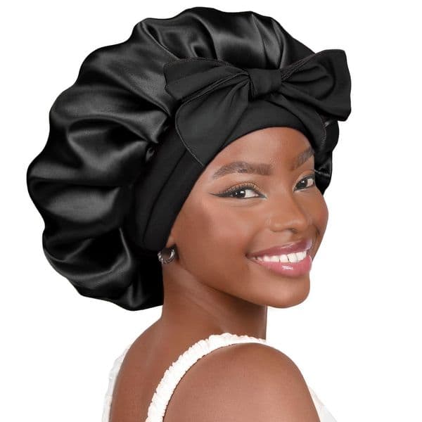 Sleeping Cap Belted Round-brimmed Bow Hat, Extra-large Beauty Hair Care Wide-brimmed Hat, Children's Headscarf,