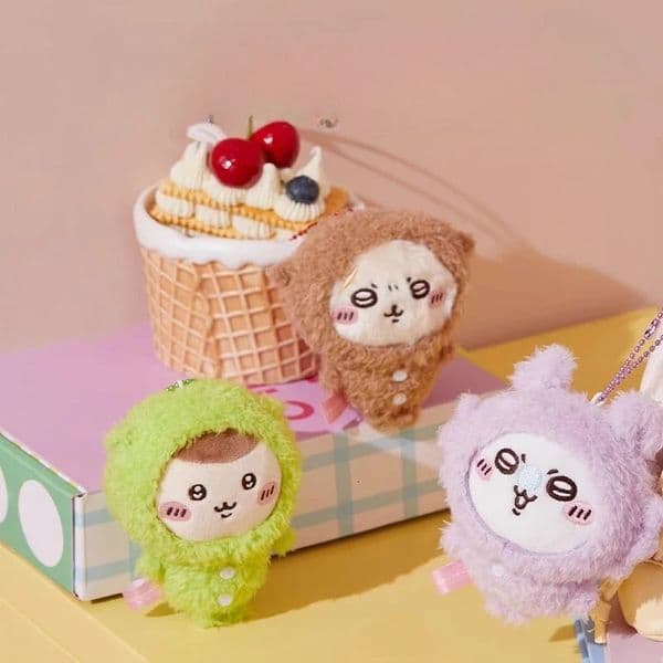 Chiikawa Keychain - Cute Soft Pajama Theme Stuffed Animal Accessories for Bags Keys Home Dcor Gifts 251105