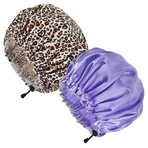 Shower Caps Reusable Waterproof Bath Cap Extra Large Shower Cap Double Layer with PEVA Lining Adjustable Elastic Band 250407