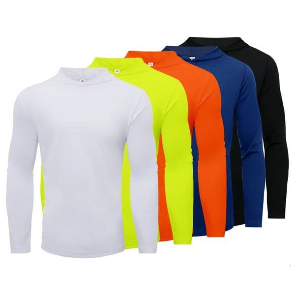 Mens five piece sports long sleeved T-shirt hooded solid color breathable sports shirt suitable for running and fitness 251104BJ