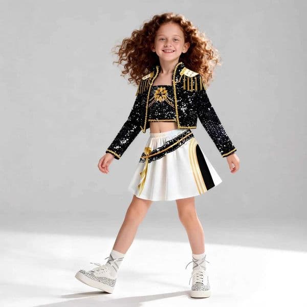Designer 2026 New Girls Witch baby Hunting Group Cosplay Popular Movie Childrens Clothing Demon Hunter Same Set Free Shipping