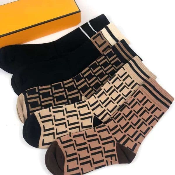 High Quality Mens Womens Sport Long Socks 100% Cotton Wholesale Couple Design Basketball Sock 5 Pcs With Box Ff